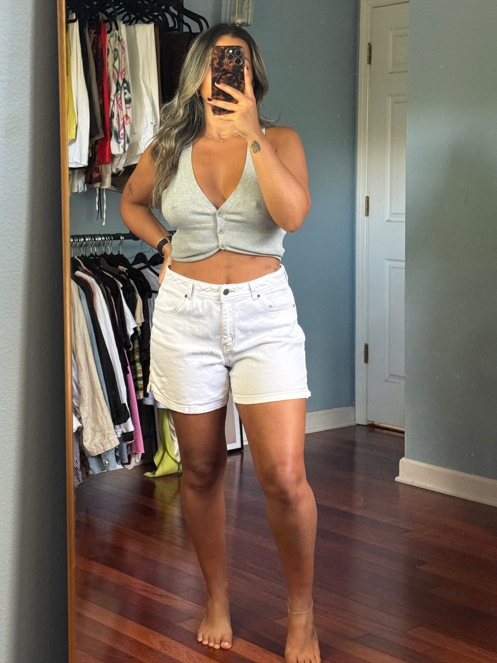 White Denim Shorts